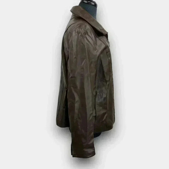 Guillaume Leather Jacket Large – Brown Basket-Weave Trim,‎ Genuine Leather - Picture 3 of 11